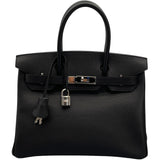 エルメス HERMES バーキン30 □I刻 ブラック SV金具 ヴァッシュリエージュ レディース ハンドバッグ