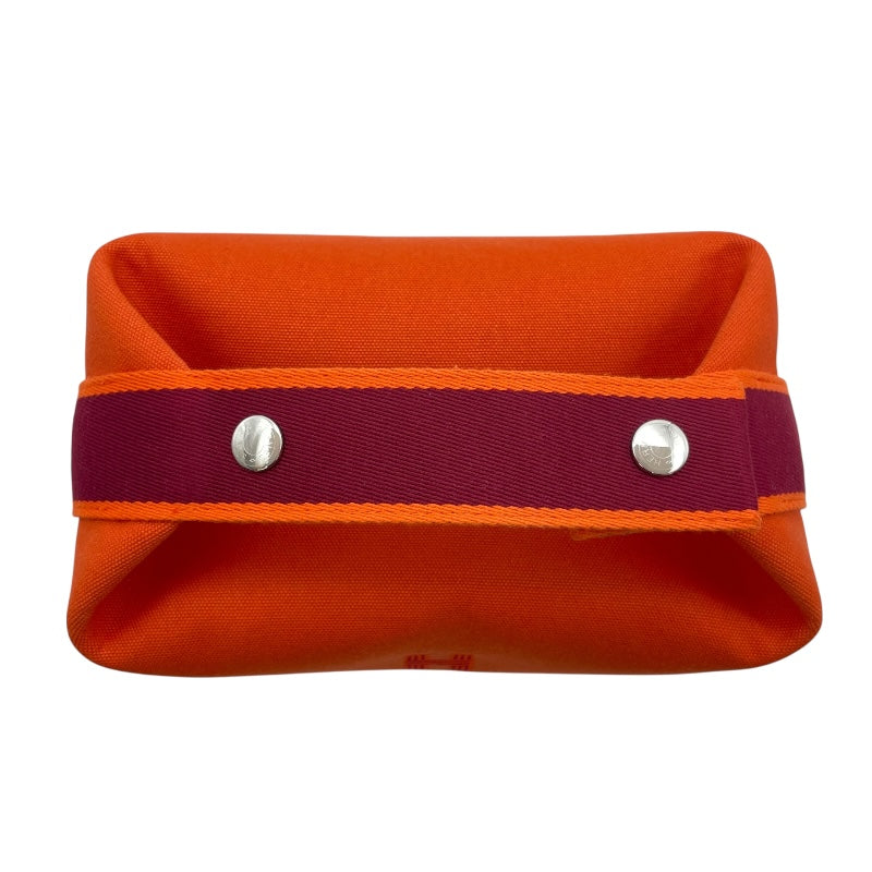 エルメス HERMES ブリッドアブラックPM オレンジ SV金具 トワル レディース ポーチ