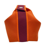 エルメス HERMES ブリッドアブラックPM オレンジ SV金具 トワル レディース ポーチ
