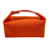 エルメス HERMES ブリッドアブラックPM オレンジ SV金具 トワル レディース ポーチ