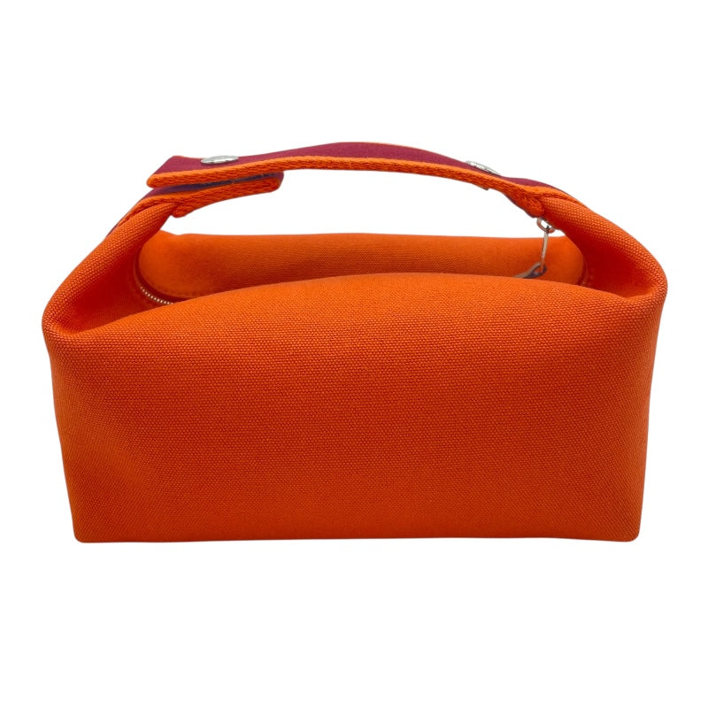 エルメス HERMES ブリッドアブラックPM オレンジ SV金具 トワル レディース ポーチ