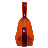 エルメス HERMES ブリッドアブラックPM オレンジ SV金具 トワル レディース ポーチ