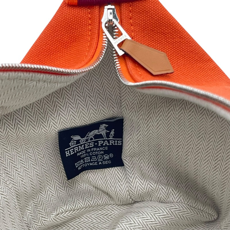 エルメス HERMES ブリッドアブラックPM オレンジ SV金具 トワル レディース ポーチ