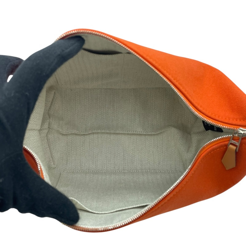 エルメス HERMES ブリッドアブラックPM オレンジ SV金具 トワル レディース ポーチ
