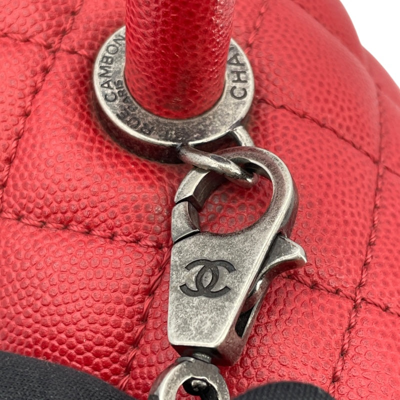 シャネル CHANEL ココハンドル32 A92992 23番台 レッド SV金具 キャビア レディース ハンドバッグ