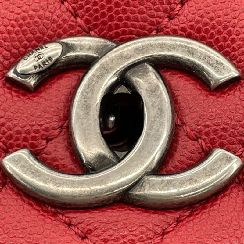 シャネル CHANEL ココハンドル32 A92992 23番台 レッド SV金具 キャビア レディース ハンドバッグ