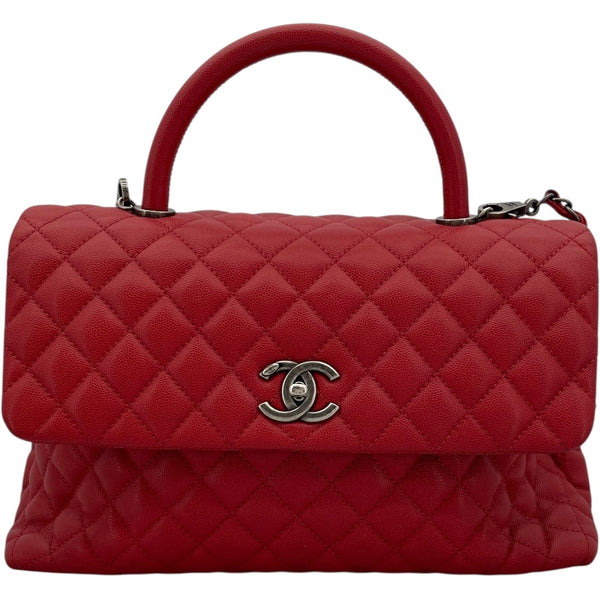 シャネル CHANEL ココハンドル32 A92992 23番台 レッド SV金具 キャビア レディース ハンドバッグ