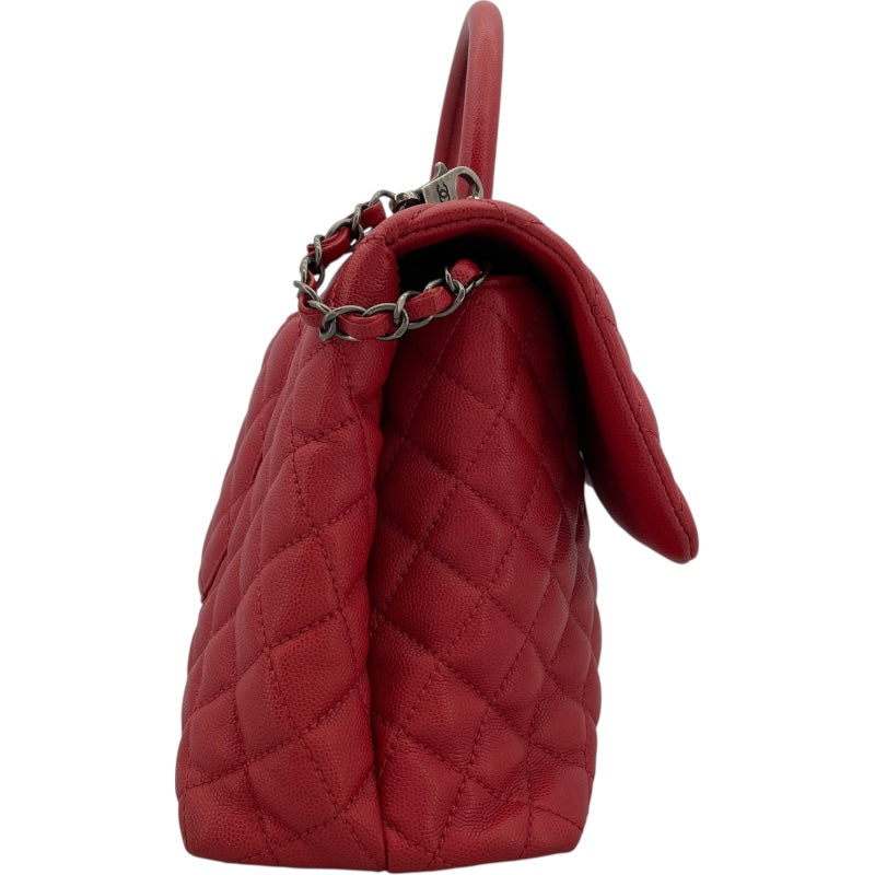 シャネル CHANEL ココハンドル32 A92992 23番台 レッド SV金具 キャビア レディース ハンドバッグ