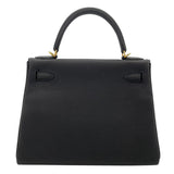 エルメス HERMES ケリー28 内縫い Y刻 ブラック GD金具 トゴ レディース ショルダーバッグ