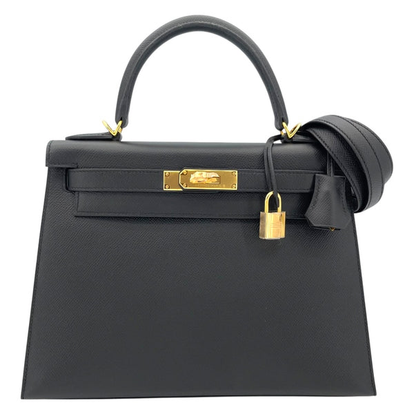 エルメス HERMES ケリー28 外縫い C刻 ブラック GD金具 エプソン レディース ハンドバッグ