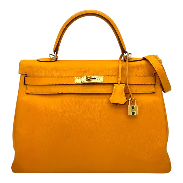 エルメス HERMES ケリー35 キャンディ □P刻 ジョーヌドール×マンゴー GD金具 エプソン レディース ハンドバッグ