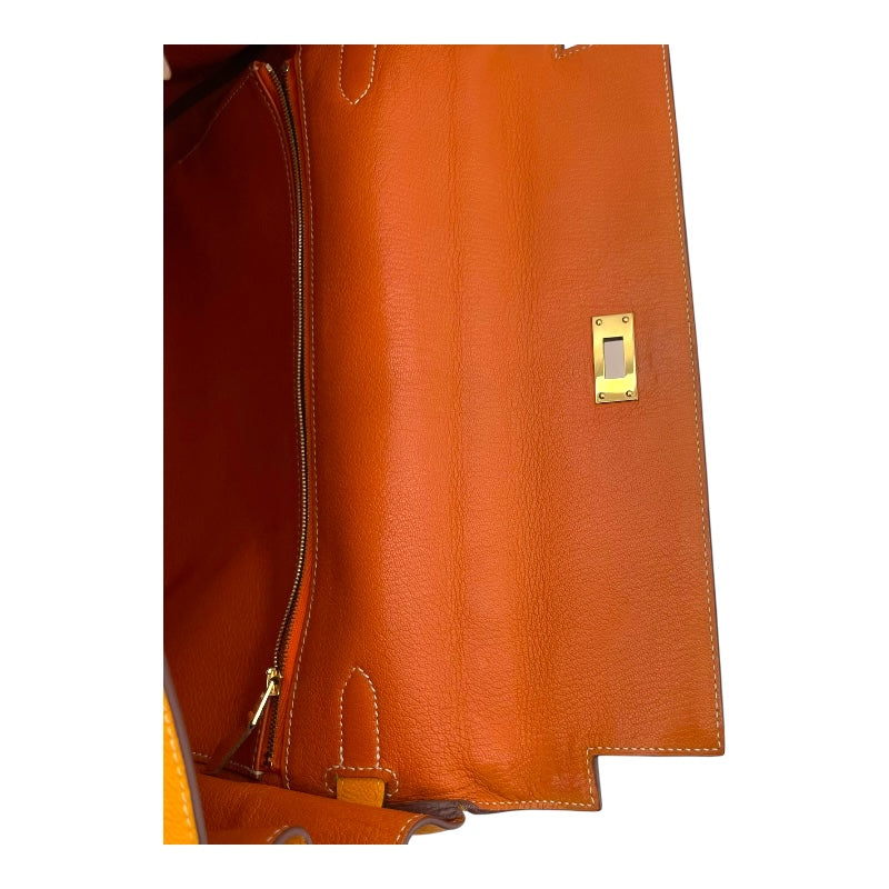 エルメス HERMES ケリー35 キャンディ □P刻 ジョーヌドール×マンゴー GD金具 エプソン レディース ハンドバッグ