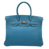 エルメス HERMES バーキン35 □E刻 ブルージーン SV金具 トゴ レディース ハンドバッグ