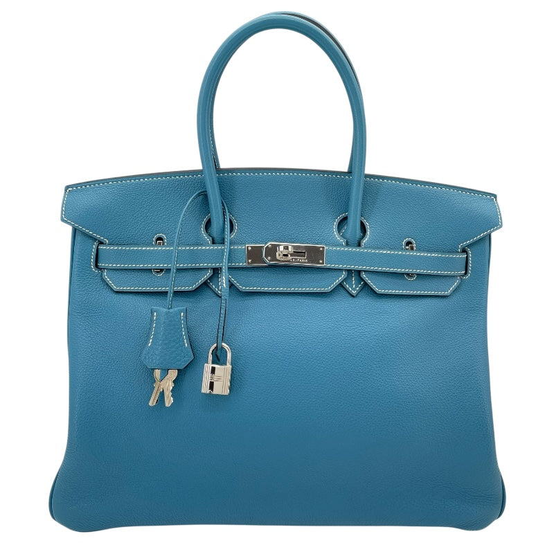 エルメス HERMES バーキン35 □E刻 ブルージーン SV金具 トゴ レディース ハンドバッグ