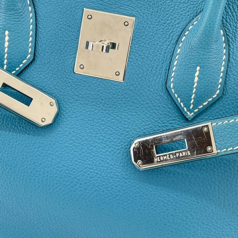エルメス HERMES バーキン35 □E刻 ブルージーン SV金具 トゴ レディース ハンドバッグ