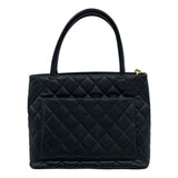 シャネル CHANEL 復刻トート A01804 7番台 ブラック GD金具 キャビアスキン レディース トートバッグ