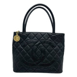 シャネル CHANEL 復刻トート A01804 7番台 ブラック GD金具 キャビアスキン レディース トートバッグ