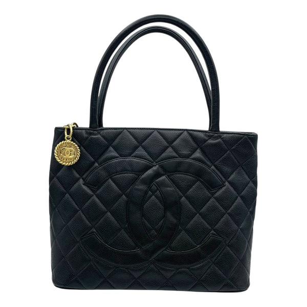 シャネル CHANEL 復刻トート A01804 7番台 ブラック GD金具 キャビアスキン レディース トートバッグ