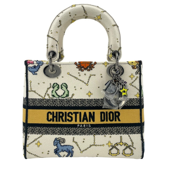 クリスチャン・ディオール Christian Dior レディディライト ミディアム ホワイト ゾディアックピクセル/キャンバス レディース ハンドバッグ