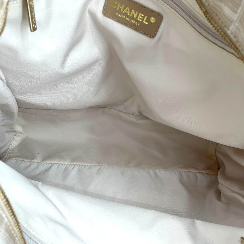 シャネル CHANEL ニュートラベルライン トート MM A15991 ベージュ GD金具 ナイロンジャガード レディース トートバッグ