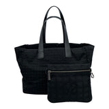 シャネル CHANEL ニュートラベル ライントート MM A26156 10番台 ブラック SV金具 ナイロンジャガード レディース トートバッグ