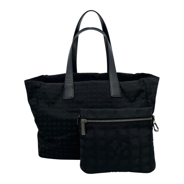 シャネル CHANEL ニュートラベル ライントート MM A26156 10番台 ブラック SV金具 ナイロンジャガード レディース トートバッグ
