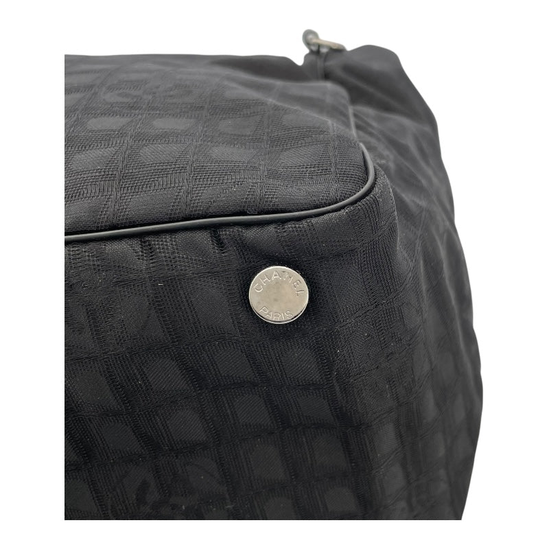 シャネル CHANEL ニュートラベル ライントート MM A26156 10番台 ブラック SV金具 ナイロンジャガード レディース トートバッグ