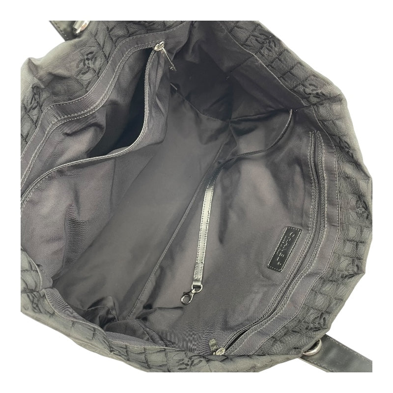 シャネル CHANEL ニュートラベル ライントート MM A26156 10番台 ブラック SV金具 ナイロンジャガード レディース トートバッグ