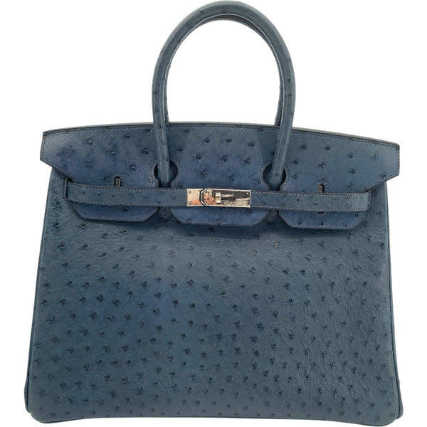 エルメス HERMES バーキン35 □E刻 ブルージーン SV金具 オーストリッチ レディース ハンドバッグ