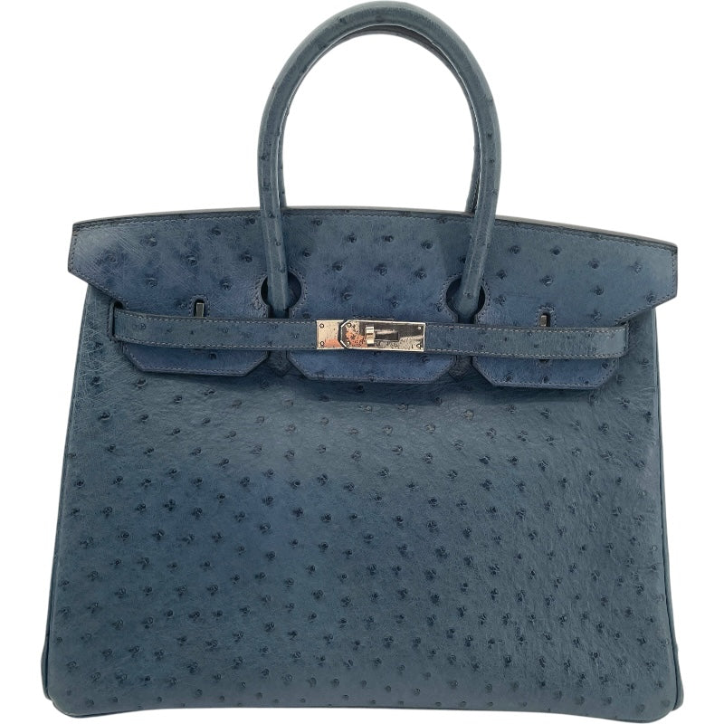 エルメス HERMES バーキン35 □E刻 ブルージーン SV金具 オーストリッチ レディース ハンドバッグ