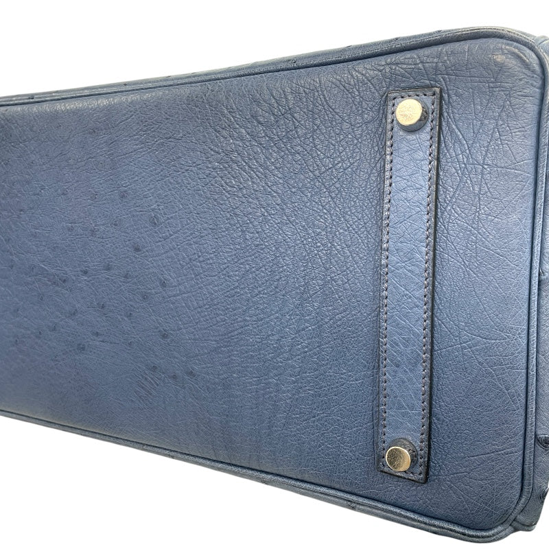 エルメス HERMES バーキン35 □E刻 ブルージーン SV金具 オーストリッチ レディース ハンドバッグ