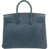エルメス HERMES バーキン35 □E刻 ブルージーン SV金具 オーストリッチ レディース ハンドバッグ