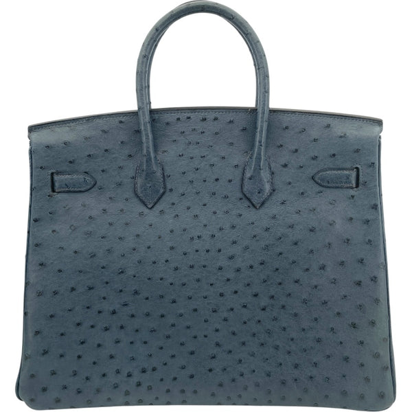エルメス HERMES バーキン35 □E刻 ブルージーン SV金具 オーストリッチ レディース ハンドバッグ