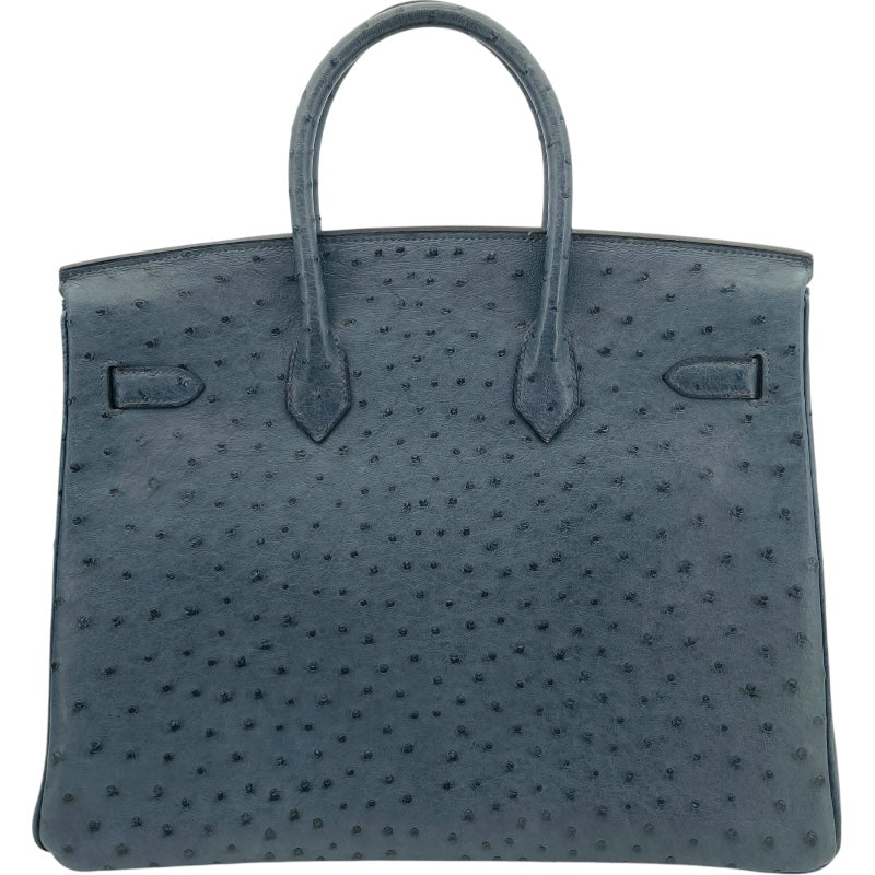 エルメス HERMES バーキン35 □E刻 ブルージーン SV金具 オーストリッチ レディース ハンドバッグ
