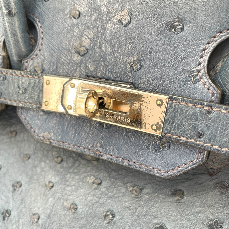エルメス HERMES バーキン35 □E刻 ブルージーン SV金具 オーストリッチ レディース ハンドバッグ