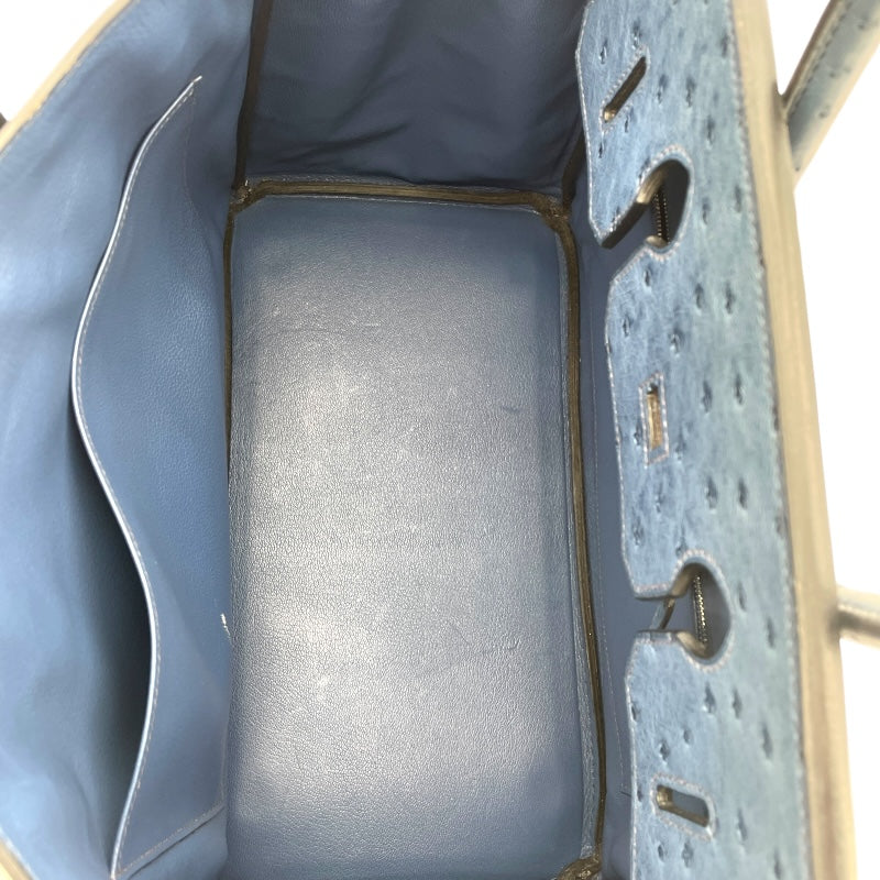 エルメス HERMES バーキン35 □E刻 ブルージーン SV金具 オーストリッチ レディース ハンドバッグ