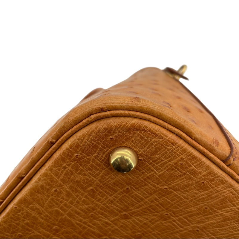 エルメス HERMES ボリード35 □C刻 サフラン GD金具 オーストリッチ レディース ショルダーバッグ