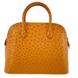 エルメス HERMES ボリード35 □C刻 サフラン GD金具 オーストリッチ レディース ショルダーバッグ