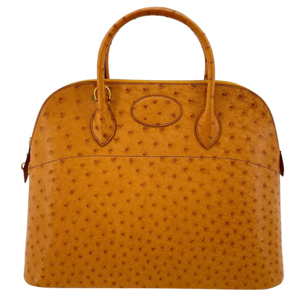 エルメス HERMES ボリード35 □C刻 サフラン GD金具 オーストリッチ レディース ショルダーバッグ