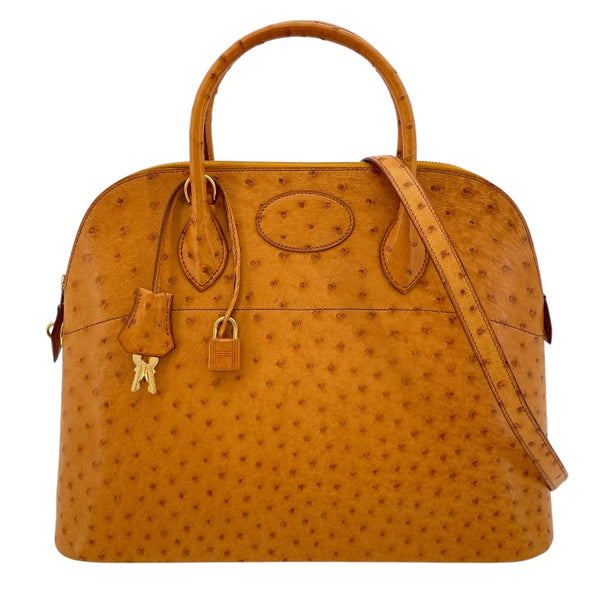 エルメス HERMES ボリード35 □C刻 サフラン GD金具 オーストリッチ レディース ショルダーバッグ
