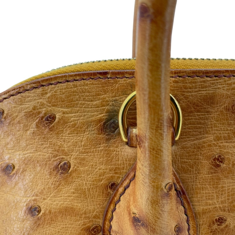 エルメス HERMES ボリード35 □C刻 サフラン GD金具 オーストリッチ レディース ショルダーバッグ