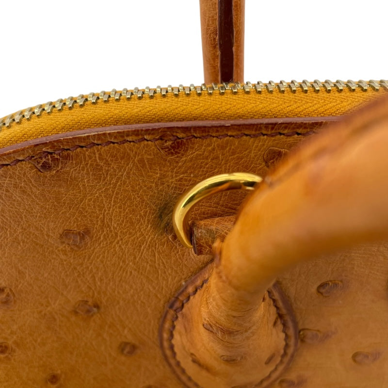 エルメス HERMES ボリード35 □C刻 サフラン GD金具 オーストリッチ レディース ショルダーバッグ