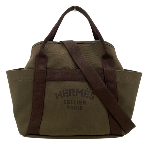 エルメス HERMES サックドパンサージュ A刻 カーキ トワル レディース トートバッグ