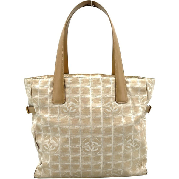 シャネル CHANEL ニュートラベルライン トート MM A15991 ベージュ GD金具 ナイロンジャガード レディース トートバッグ