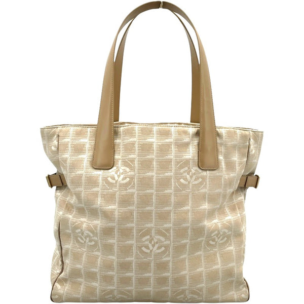 シャネル CHANEL ニュートラベルライン トート MM A15991 ベージュ GD金具 ナイロンジャガード レディース トートバッグ
