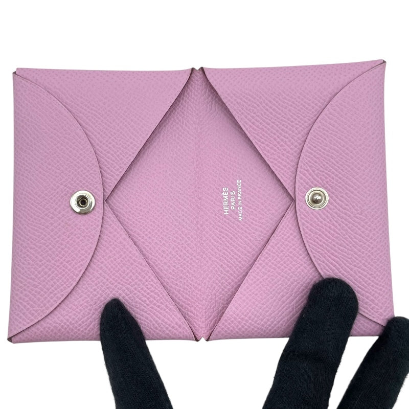 エルメス HERMES カルヴィ Y刻 モーヴ シルベストル SV金具 エプソン ユニセックス カードケース