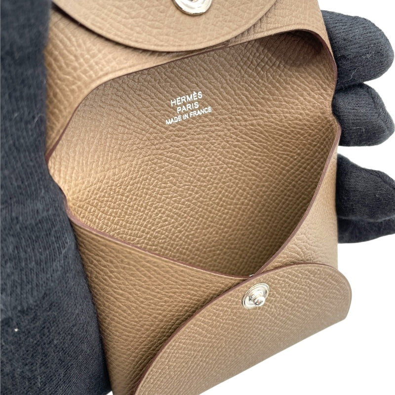 エルメス HERMES バスティア A刻印 エトゥープ シルバー金具 エプソン ユニセックス コインケース