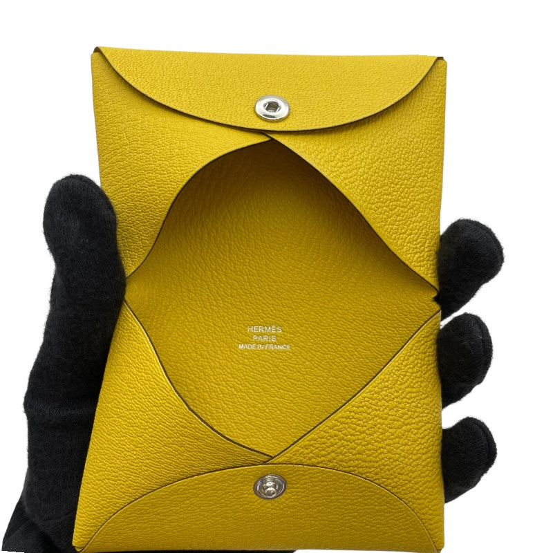 エルメス HERMES カルヴィ K刻 サン SV金具 シェーブル ユニセックス カードケース