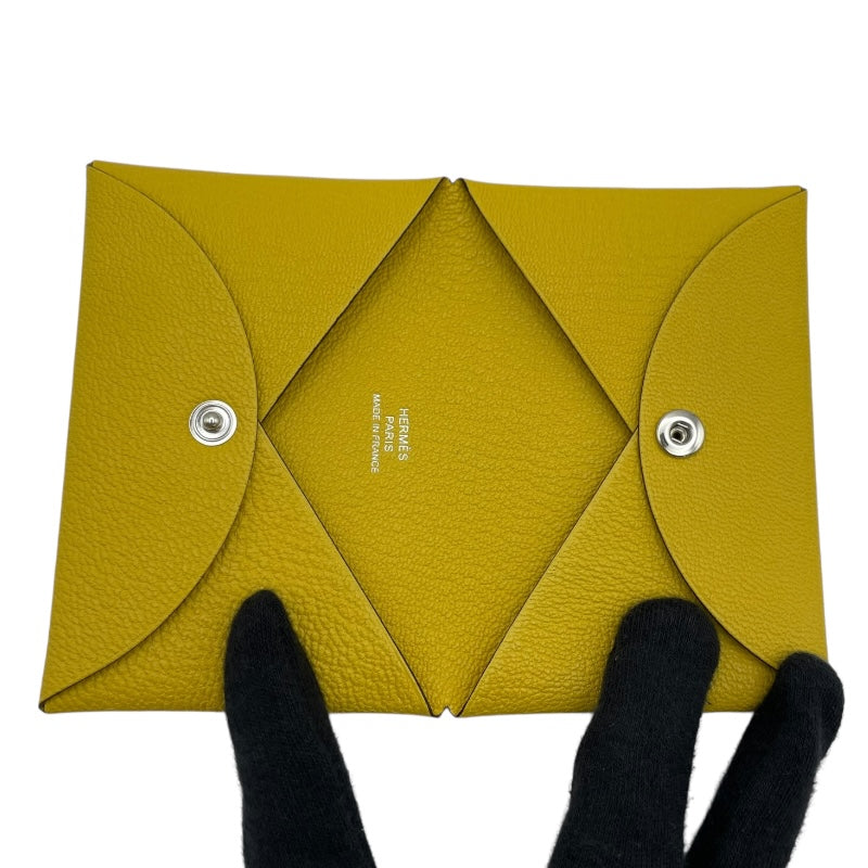 エルメス HERMES カルヴィ K刻 サン SV金具 シェーブル ユニセックス カードケース