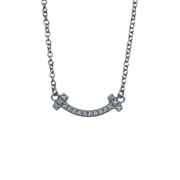 ティファニー TIFFANY＆CO Tスマイルネックレスマイクロミニ ホワイトゴールド Au750 ジュエリー